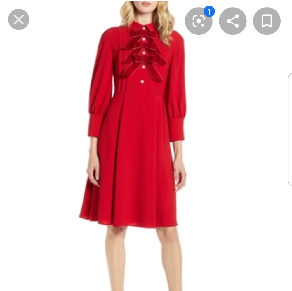 Halogen Atlantic x Pacific bow dress in chili red